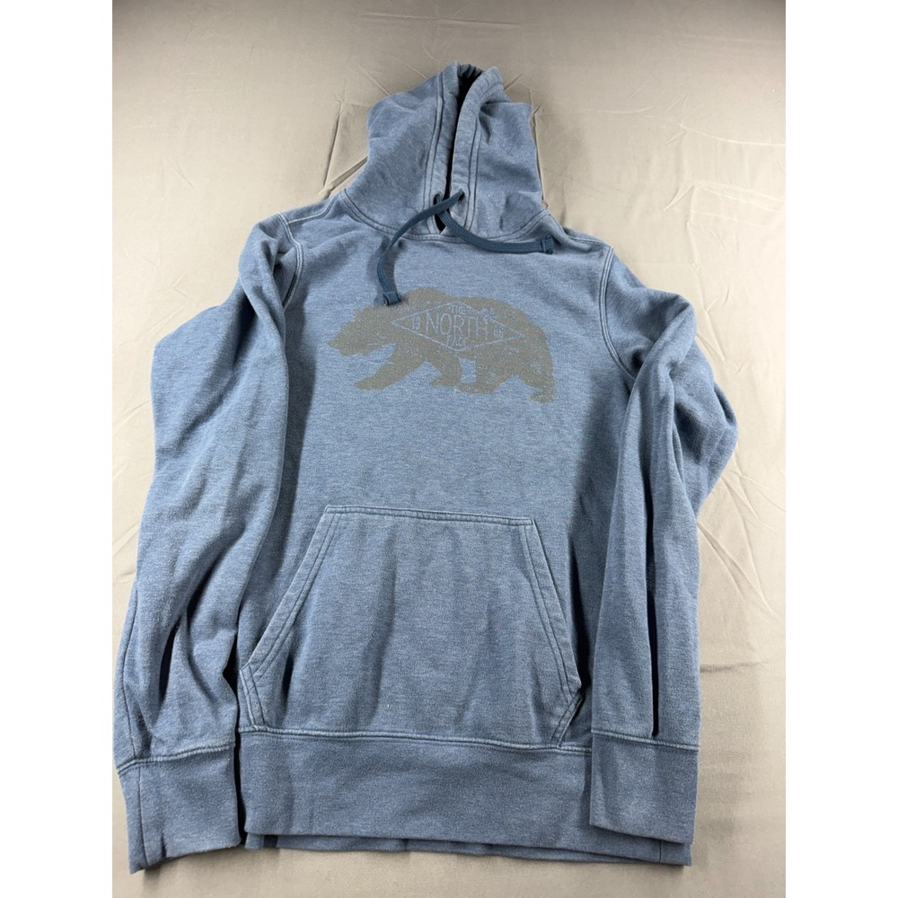 The North Face Mens Small True North Bear Hoodie Blue Pullover Sweatshirt TNF